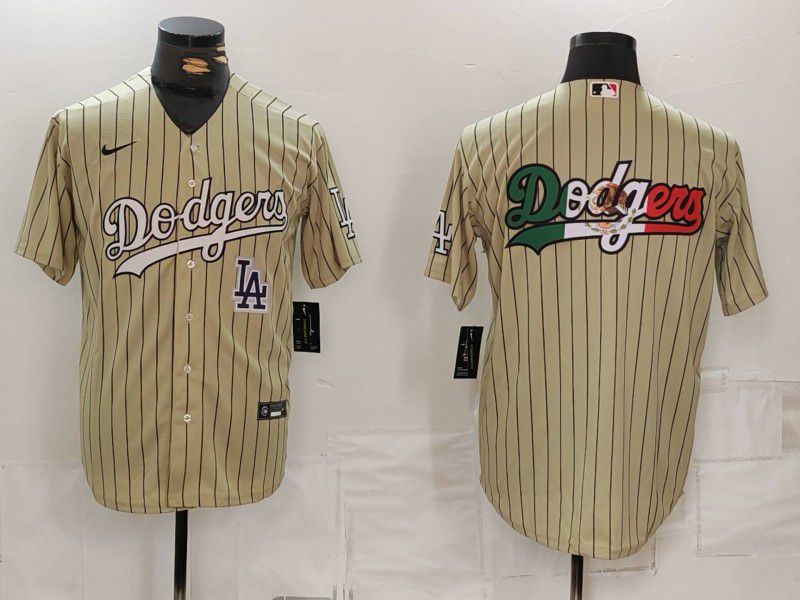 Men Los Angeles Dodgers Blank Cream Stripe Game 2024 Nike MLB Jersey style 4